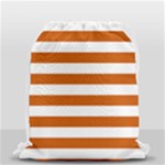 Horizontal Stripes - White and Burnt Orange Drawstring Bag (Small)