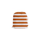 Horizontal Stripes - White and Burnt Orange Drawstring Pouch (XS)