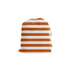 Horizontal Stripes - White and Burnt Orange Drawstring Pouch (S)