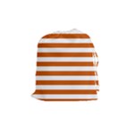 Horizontal Stripes - White and Burnt Orange Drawstring Pouch (M)