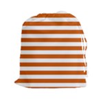 Horizontal Stripes - White and Burnt Orange Drawstring Pouch (XXl)