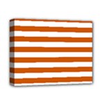 Horizontal Stripes - White and Burnt Orange Deluxe Canvas 14  x 11  (Stretched)