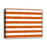 Horizontal Stripes - White and Burnt Orange Deluxe Canvas 16  x 12  (Stretched)