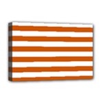 Horizontal Stripes - White and Burnt Orange Deluxe Canvas 18  x 12  (Stretched)