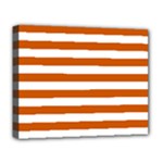 Horizontal Stripes - White and Burnt Orange Deluxe Canvas 20  x 16  (Stretched)