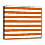 Horizontal Stripes - White and Burnt Orange Deluxe Canvas 24  x 20  (Stretched)