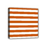 Horizontal Stripes - White and Burnt Orange Mini Canvas 4  x 4  (Stretched)