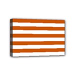 Horizontal Stripes - White and Burnt Orange Mini Canvas 6  x 4  (Stretched)