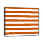 Horizontal Stripes - White and Burnt Orange Canvas 10  x 8  (Stretched)