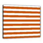 Horizontal Stripes - White and Burnt Orange Canvas 24  x 20  (Stretched)