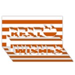 Horizontal Stripes - White and Burnt Orange Best Wish 3D Greeting Card (8x4)