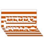 Horizontal Stripes - White and Burnt Orange Merry Xmas 3D Greeting Card (8x4)
