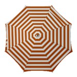 Horizontal Stripes - White and Burnt Orange Golf Umbrella