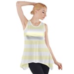 Horizontal Stripes - White and Cream Yellow Side Drop Tank Tunic