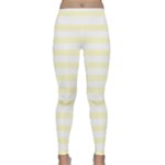 Horizontal Stripes - White and Cream Yellow Yoga Leggings