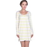 Horizontal Stripes - White and Cream Yellow Long Sleeve Nightdress