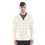 Horizontal Stripes - White and Cream Yellow Hooded Wind Breaker (Men)
