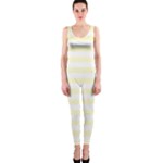 Horizontal Stripes - White and Cream Yellow OnePiece Catsuit