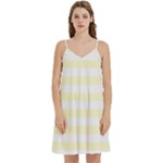 Horizontal Stripes - White and Cream Yellow Women s Reversible Sports Bra with Border