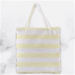 Horizontal Stripes - White and Cream Yellow Grocery Tote Bag
