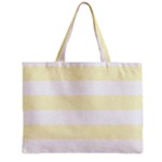 Horizontal Stripes - White and Cream Yellow Zipper Mini Tote Bag