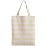 Horizontal Stripes - White and Cream Yellow Zipper Classic Tote Bag