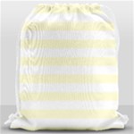 Horizontal Stripes - White and Cream Yellow Drawstring Bag (Large)