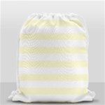 Horizontal Stripes - White and Cream Yellow Drawstring Bag (Small)
