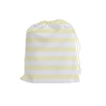 Horizontal Stripes - White and Cream Yellow Drawstring Pouch (L)