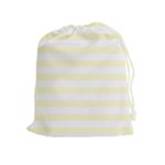 Horizontal Stripes - White and Cream Yellow Drawstring Pouch (XL)