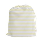 Horizontal Stripes - White and Cream Yellow Drawstring Pouch (XXl)