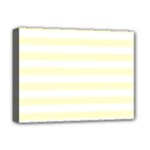 Horizontal Stripes - White and Cream Yellow Deluxe Canvas 16  x 12  (Stretched)