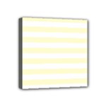 Horizontal Stripes - White and Cream Yellow Mini Canvas 4  x 4  (Stretched)
