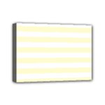 Horizontal Stripes - White and Cream Yellow Mini Canvas 7  x 5  (Stretched)