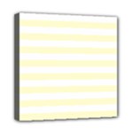Horizontal Stripes - White and Cream Yellow Mini Canvas 8  x 8  (Stretched)