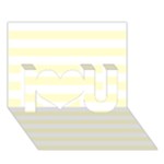 Horizontal Stripes - White and Cream Yellow I Love You 3D Greeting Card (7x5)