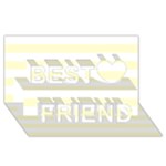 Horizontal Stripes - White and Cream Yellow Best Friends 3D Greeting Card (8x4)