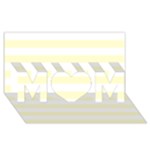 Horizontal Stripes - White and Cream Yellow MOM 3D Greeting Card (8x4)