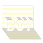 Horizontal Stripes - White and Cream Yellow BOY 3D Greeting Card (7x5)