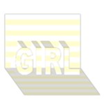 Horizontal Stripes - White and Cream Yellow GIRL 3D Greeting Card (7x5)
