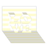 Horizontal Stripes - White and Cream Yellow LOVE 3D Greeting Card (7x5)