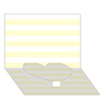 Horizontal Stripes - White and Cream Yellow Heart Bottom 3D Greeting Card (7x5)