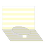 Horizontal Stripes - White and Cream Yellow Circle Bottom 3D Greeting Card (7x5)