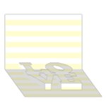 Horizontal Stripes - White and Cream Yellow LOVE Bottom 3D Greeting Card (7x5)