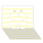 Horizontal Stripes - White and Cream Yellow Clover 3D Greeting Card (7x5)