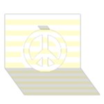 Horizontal Stripes - White and Cream Yellow Peace Sign 3D Greeting Card (7x5)
