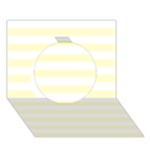 Horizontal Stripes - White and Cream Yellow Circle 3D Greeting Card (7x5)