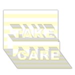 Horizontal Stripes - White and Cream Yellow TAKE CARE 3D Greeting Card (7x5)