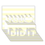 Horizontal Stripes - White and Cream Yellow You Did It 3D Greeting Card (7x5)