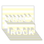 Horizontal Stripes - White and Cream Yellow You Rock 3D Greeting Card (7x5)